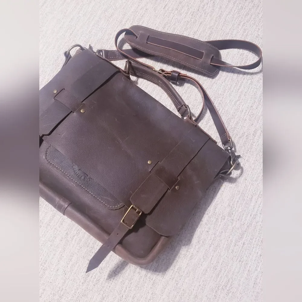 Handmade leather messenger bag